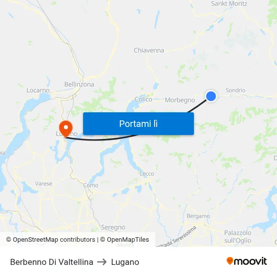 Berbenno Di Valtellina to Lugano map