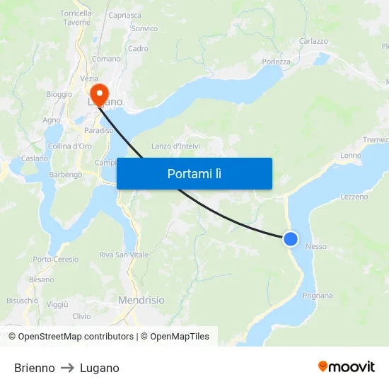 Brienno to Lugano map