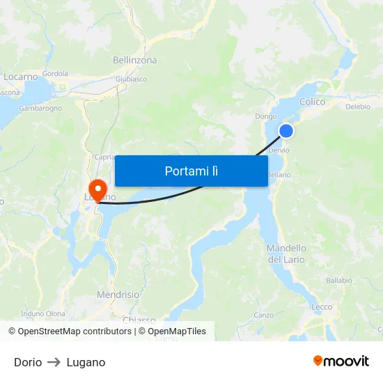 Dorio to Lugano map