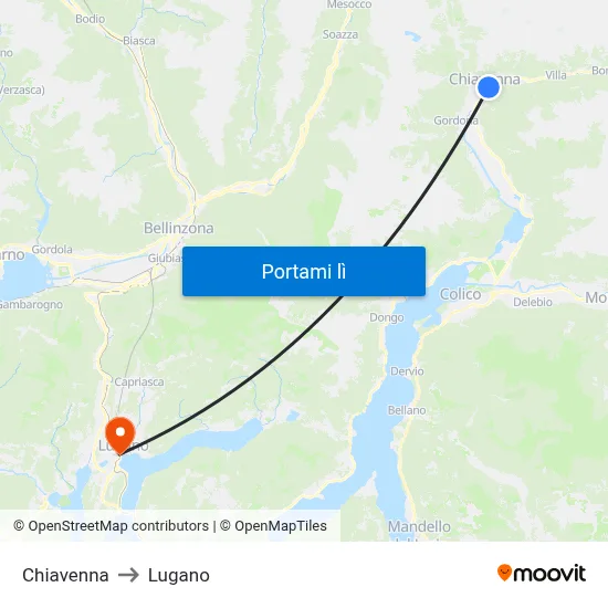 Chiavenna to Lugano map