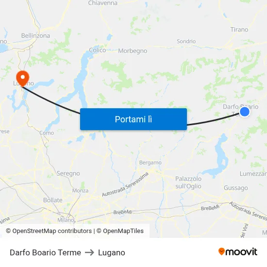 Darfo Boario Terme to Lugano map