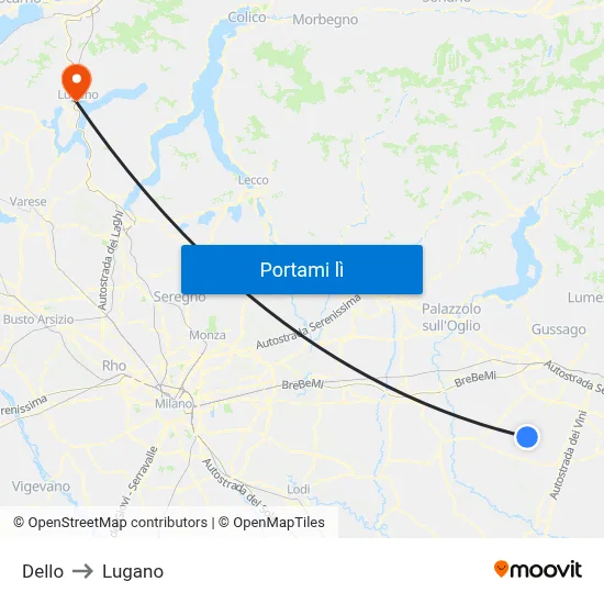 Dello to Lugano map
