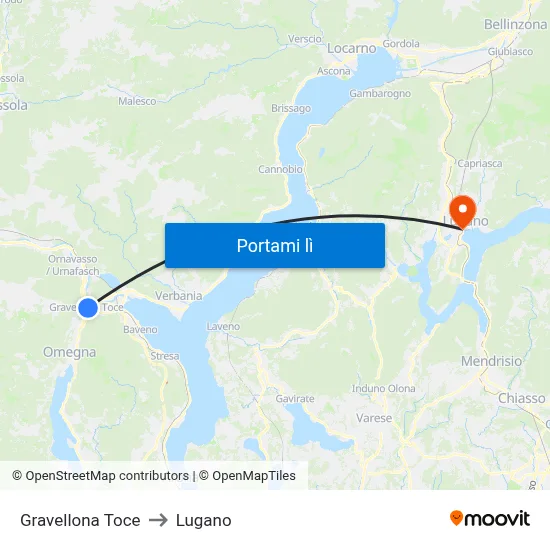 Gravellona Toce to Lugano map