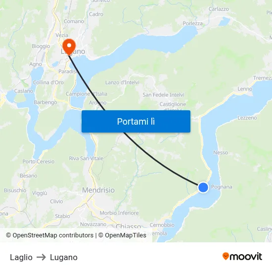 Laglio to Lugano map