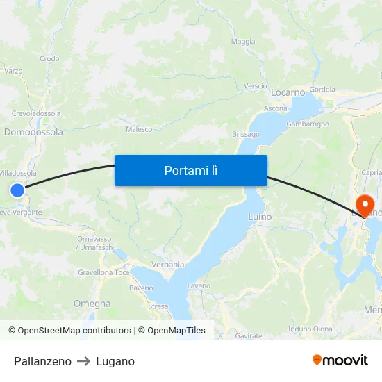 Pallanzeno to Lugano map
