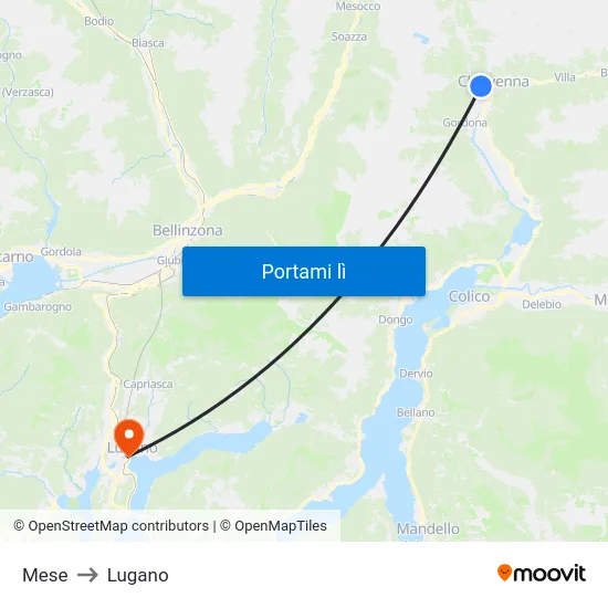 Mese to Lugano map