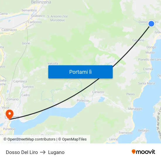 Dosso Del Liro to Lugano map