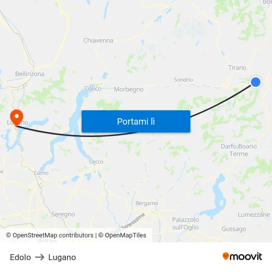 Edolo to Lugano map