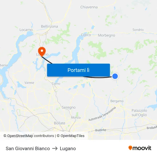 San Giovanni Bianco to Lugano map