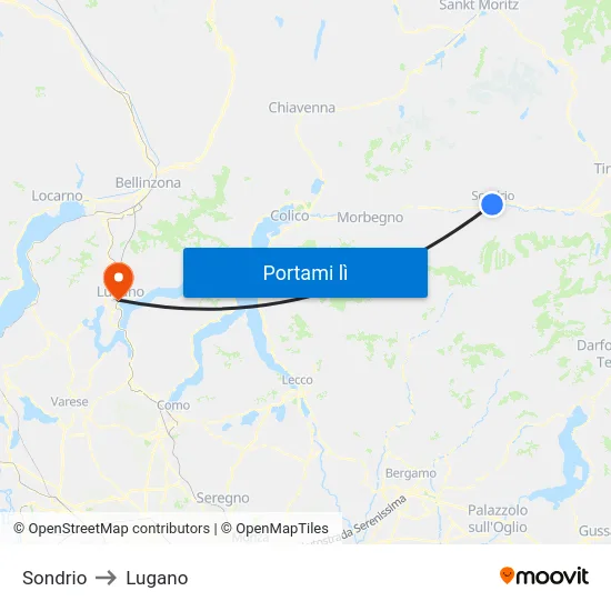 Sondrio to Lugano map