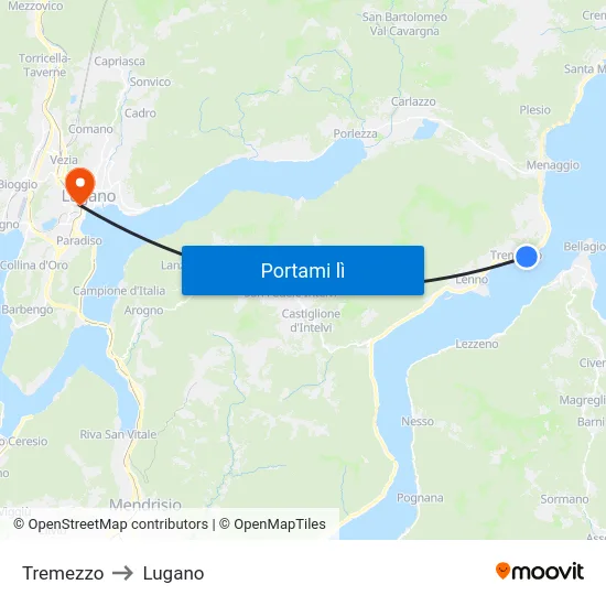 Tremezzo to Lugano map