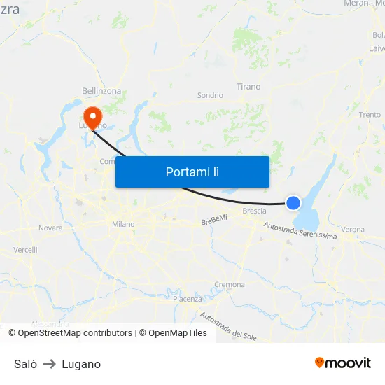 Salò to Lugano map