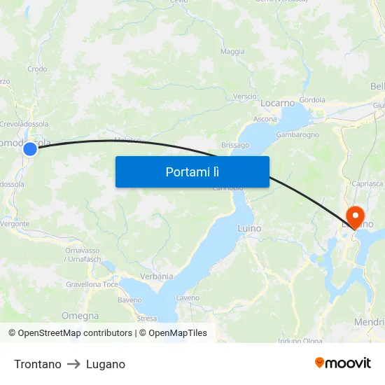 Trontano to Lugano map