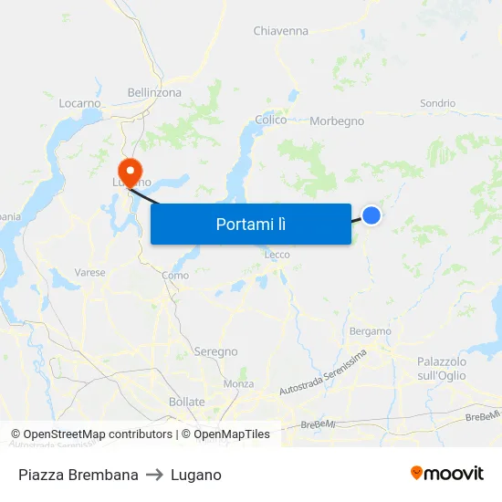 Piazza Brembana to Lugano map