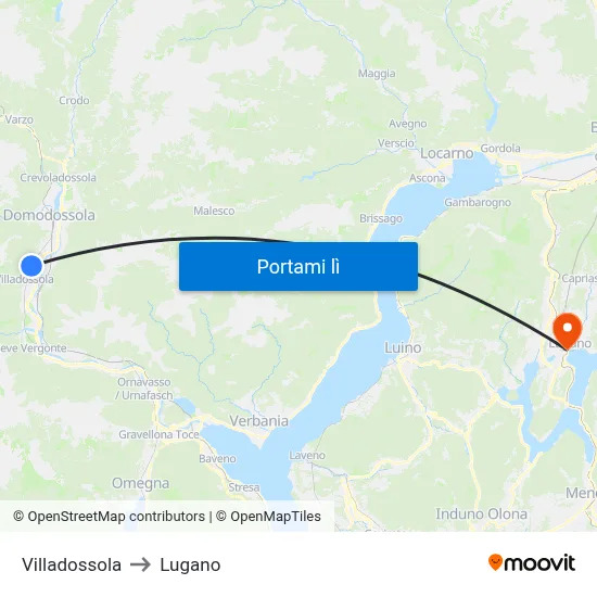 Villadossola to Lugano map