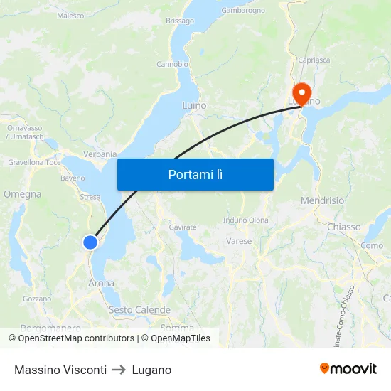 Massino Visconti to Lugano map