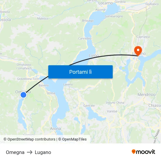 Omegna to Lugano map