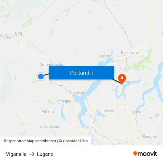 Viganella to Lugano map