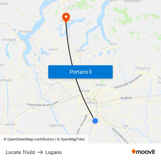 Locate Triulzi to Lugano map