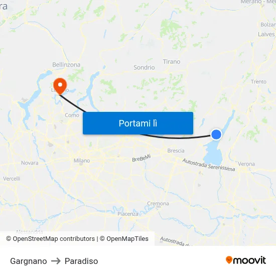 Gargnano to Paradiso map