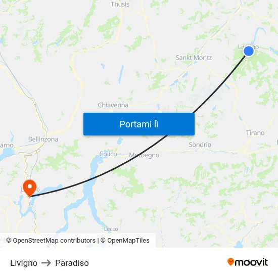 Livigno to Paradiso map