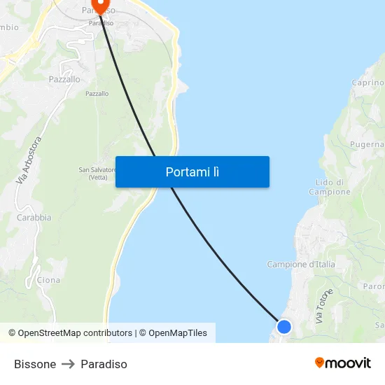 Bissone to Paradiso map