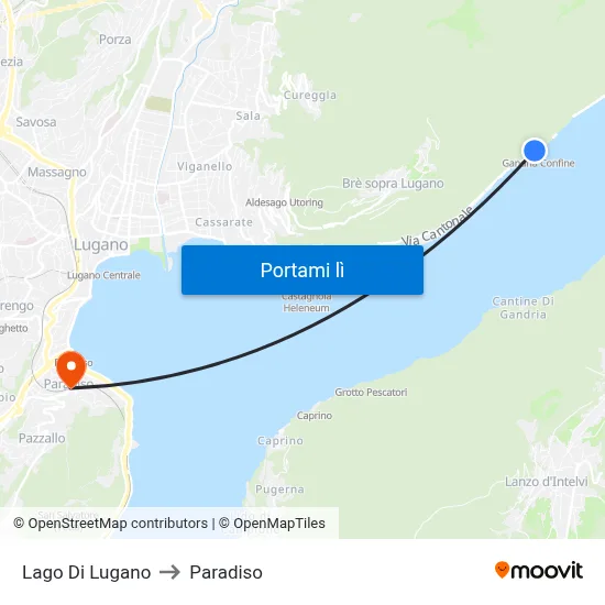 Lago Di Lugano to Paradiso map