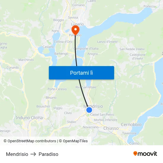 Mendrisio to Paradiso map