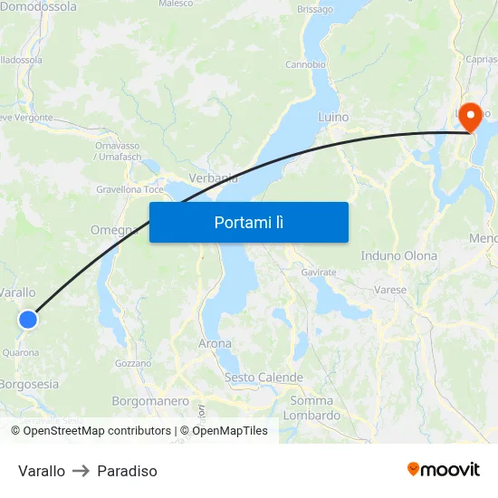 Varallo to Paradiso map