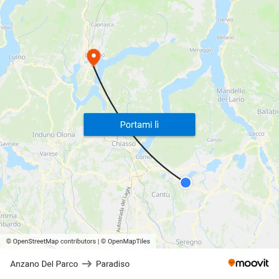 Anzano Del Parco to Paradiso map