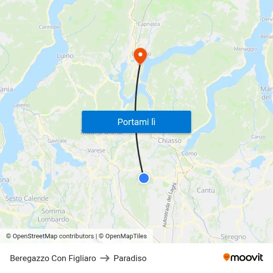 Beregazzo Con Figliaro to Paradiso map