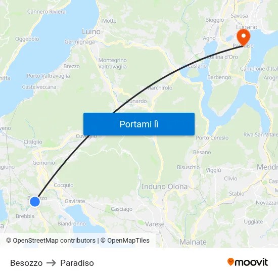 Besozzo to Paradiso map