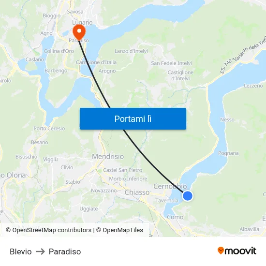 Blevio to Paradiso map