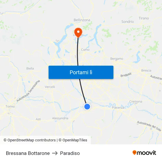 Bressana Bottarone to Paradiso map