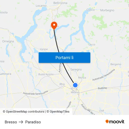 Bresso to Paradiso map