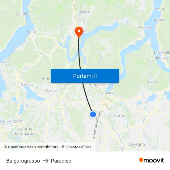 Bulgarograsso to Paradiso map