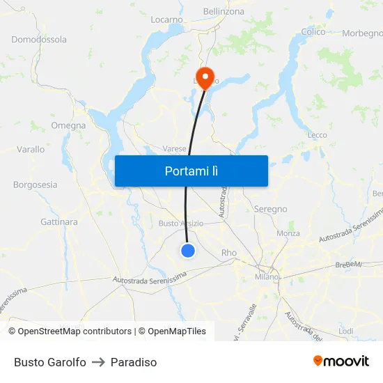 Busto Garolfo to Paradiso map