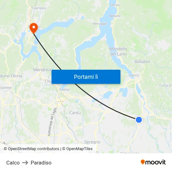Calco to Paradiso map