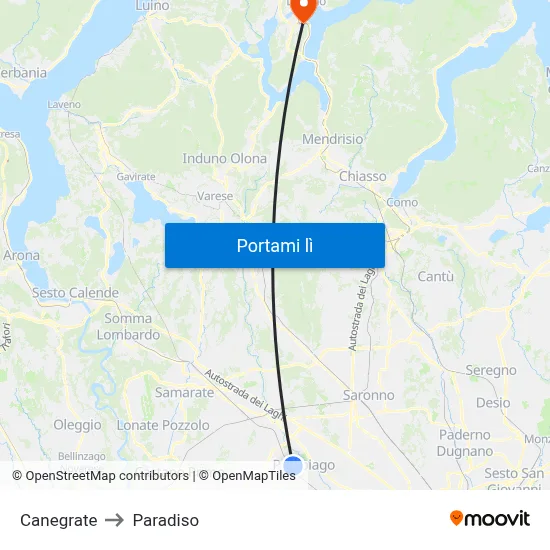 Canegrate to Paradiso map