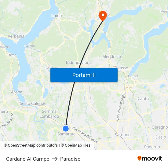 Cardano Al Campo to Paradiso map