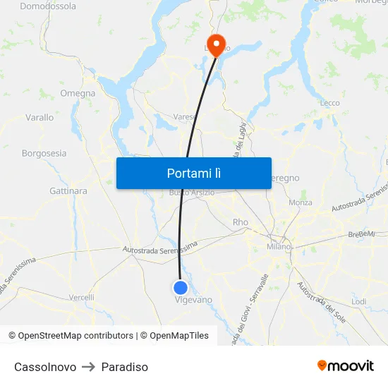 Cassolnovo to Paradiso map