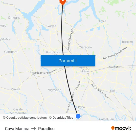 Cava Manara to Paradiso map