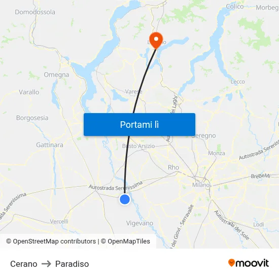 Cerano to Paradiso map