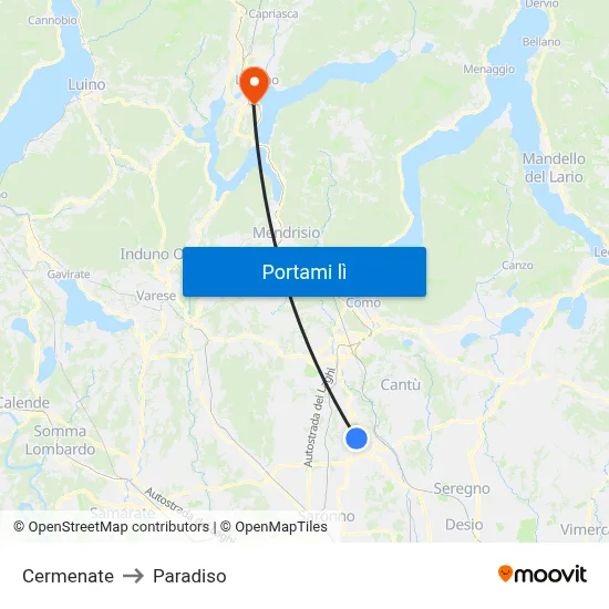 Cermenate to Paradiso map