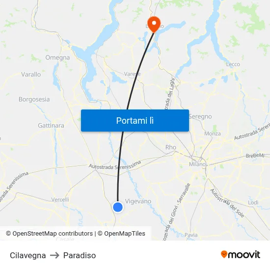 Cilavegna to Paradiso map