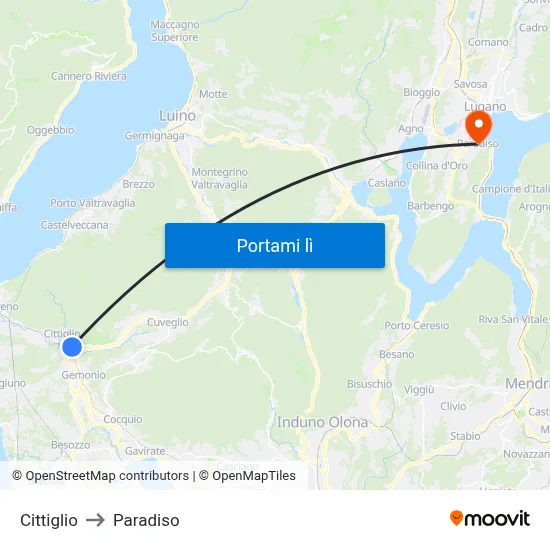Cittiglio to Paradiso map