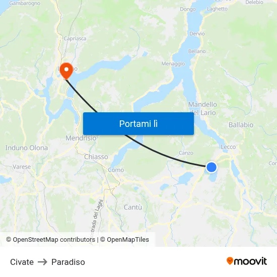 Civate to Paradiso map
