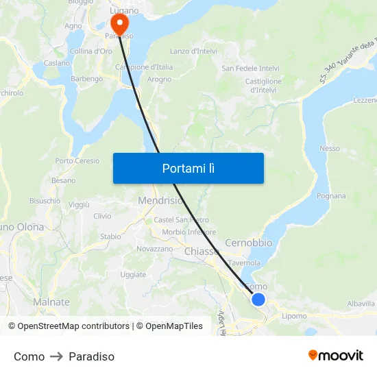 Como to Paradiso map