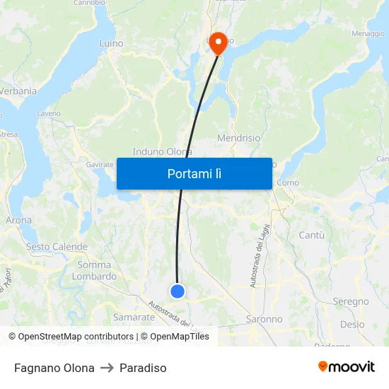 Fagnano Olona to Paradiso map