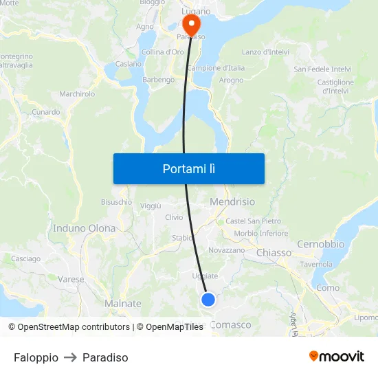 Faloppio to Paradiso map